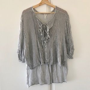 Free People Ruffle Me Up Striped Blouse